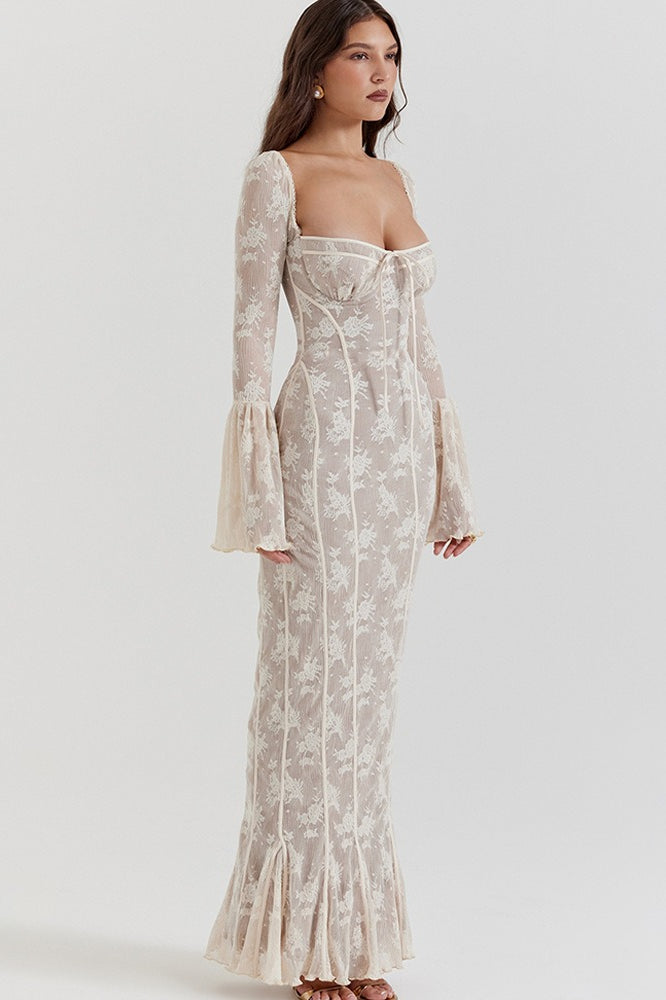 Satin Deep V-Neck Backless High Split Maxi Dress - View 6