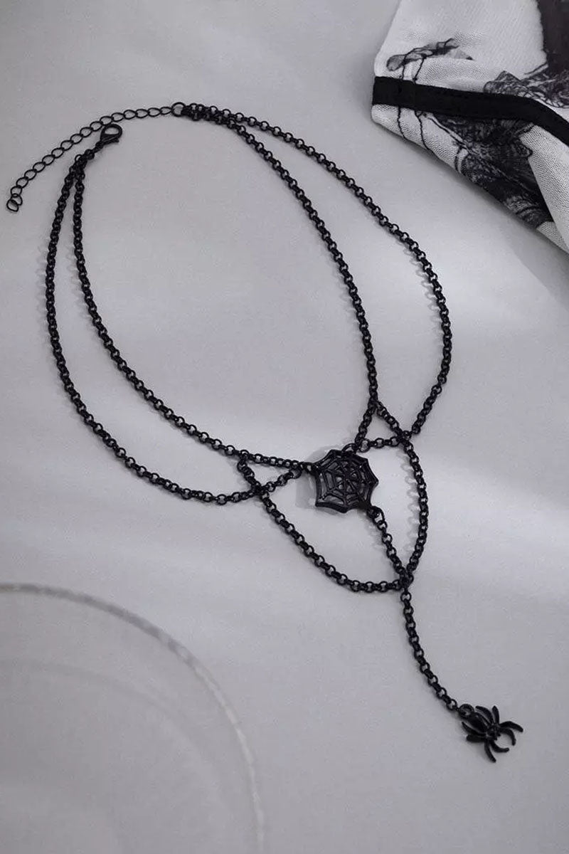 Halloween Spider Web Hollow Out Pendant Necklace