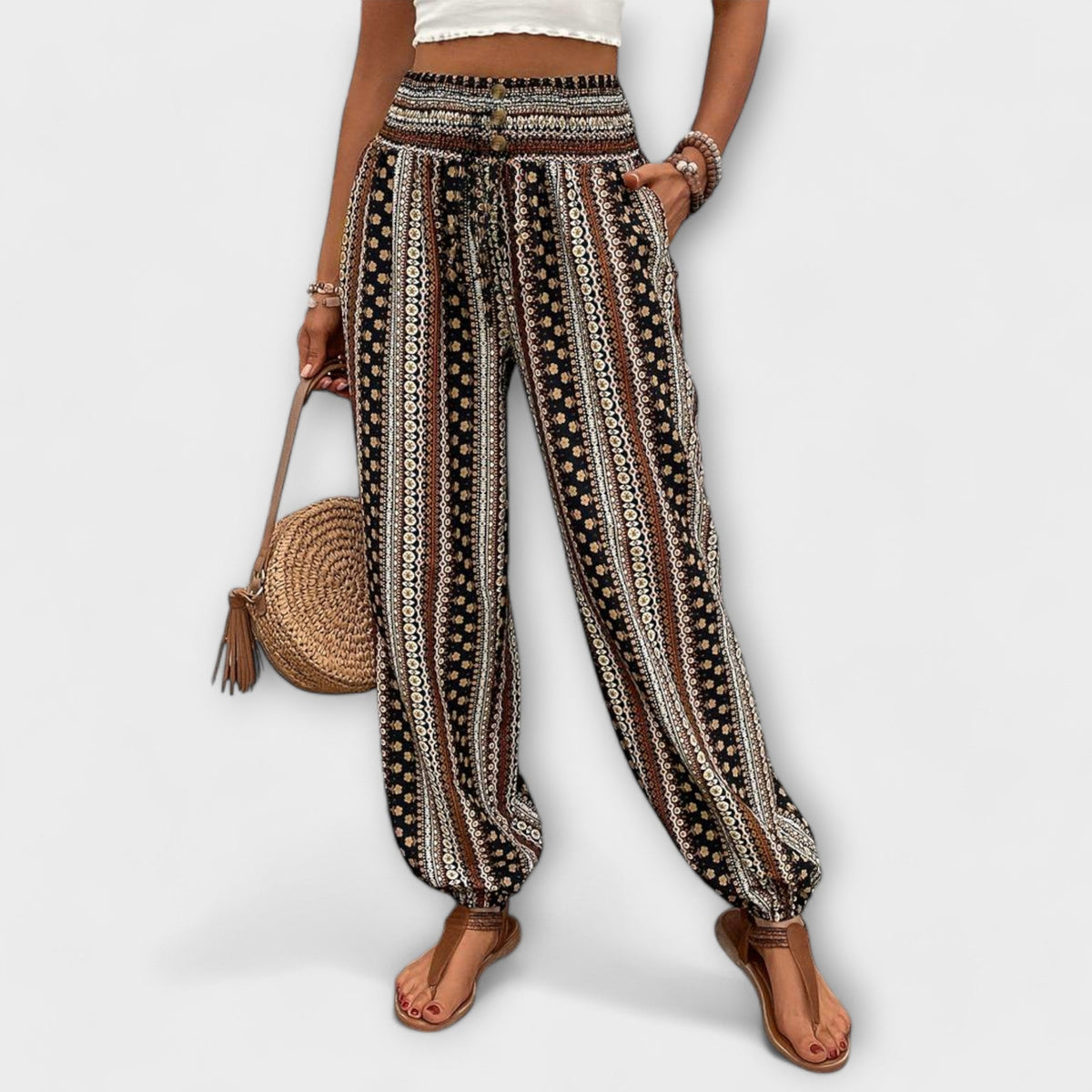 High Waist Boho Print Harem Pants