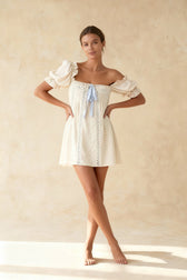Square Neck Puff Sleeve Mini Dress