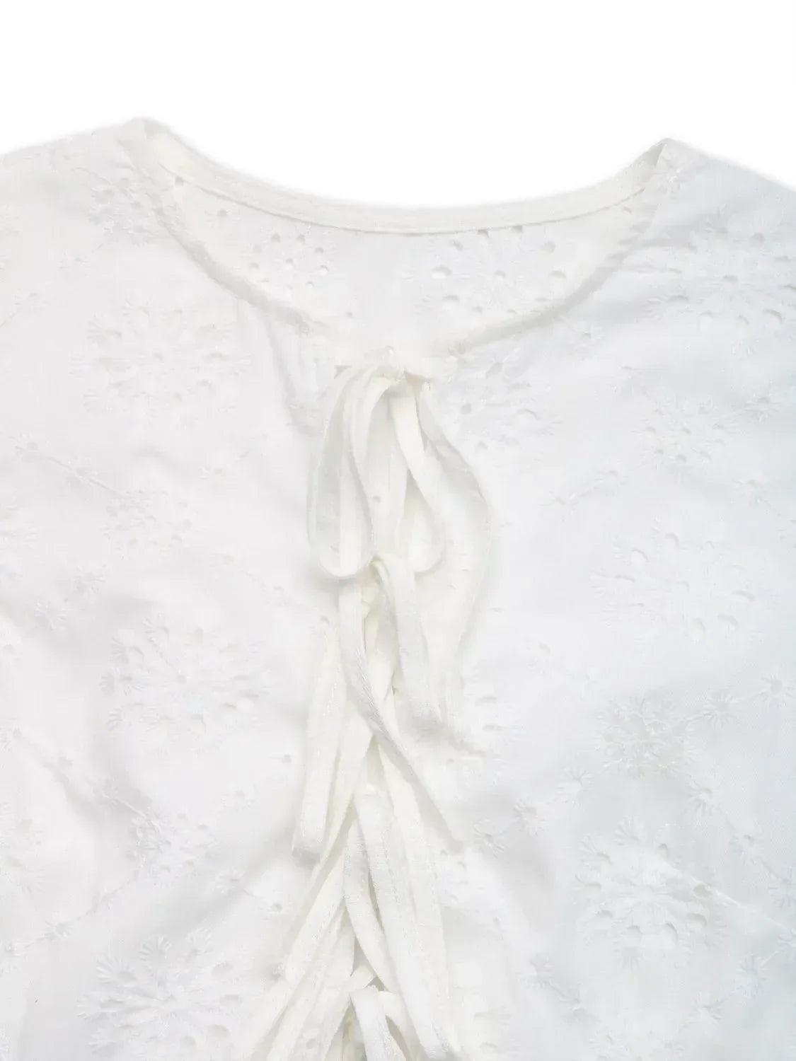 Eyelet Embroidered Tie Front Keyhole Sleeveless A-Line Mini Dress 6