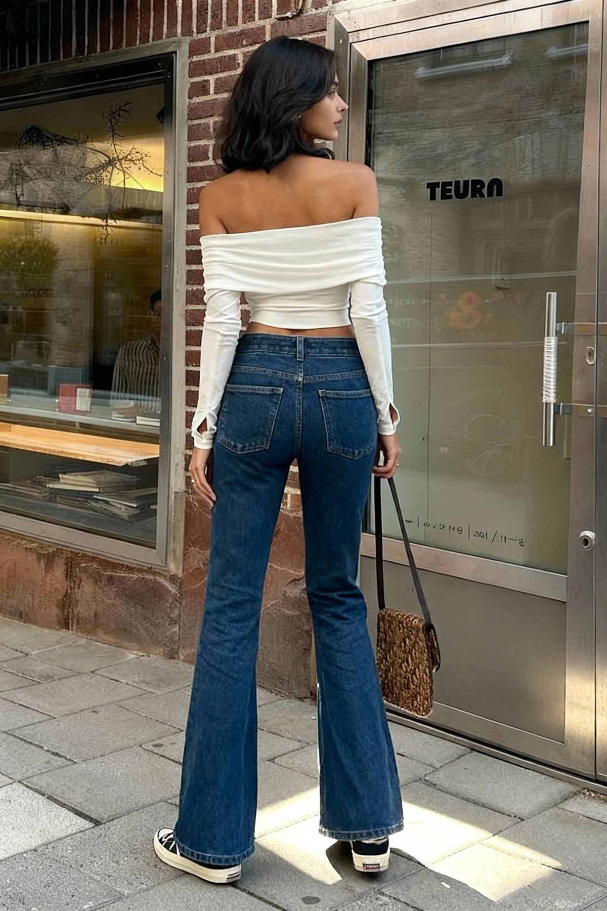 Off Shoulder Long Sleeve Fold Over Ruched Crop Top 3