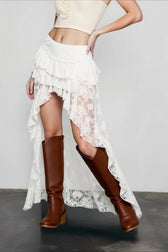 Lace Asymmetric Bodycon Skirt