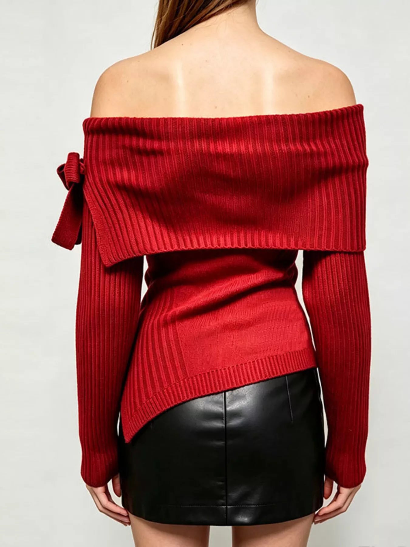 Off-Shoulder Ribbed Knit Top