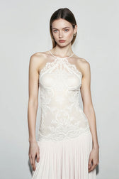 Spice Girl Lace Insert Backless Slip Prom Dress