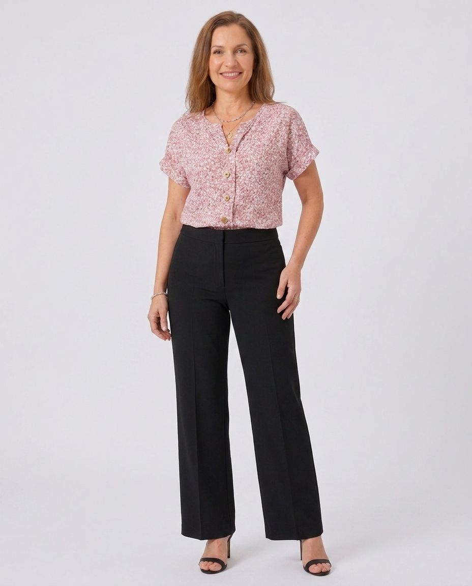 Floral Button Front Short Sleeve Blouse
