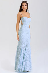 Tie Waist Sling Embroidered Mermaid Lace Dress 5