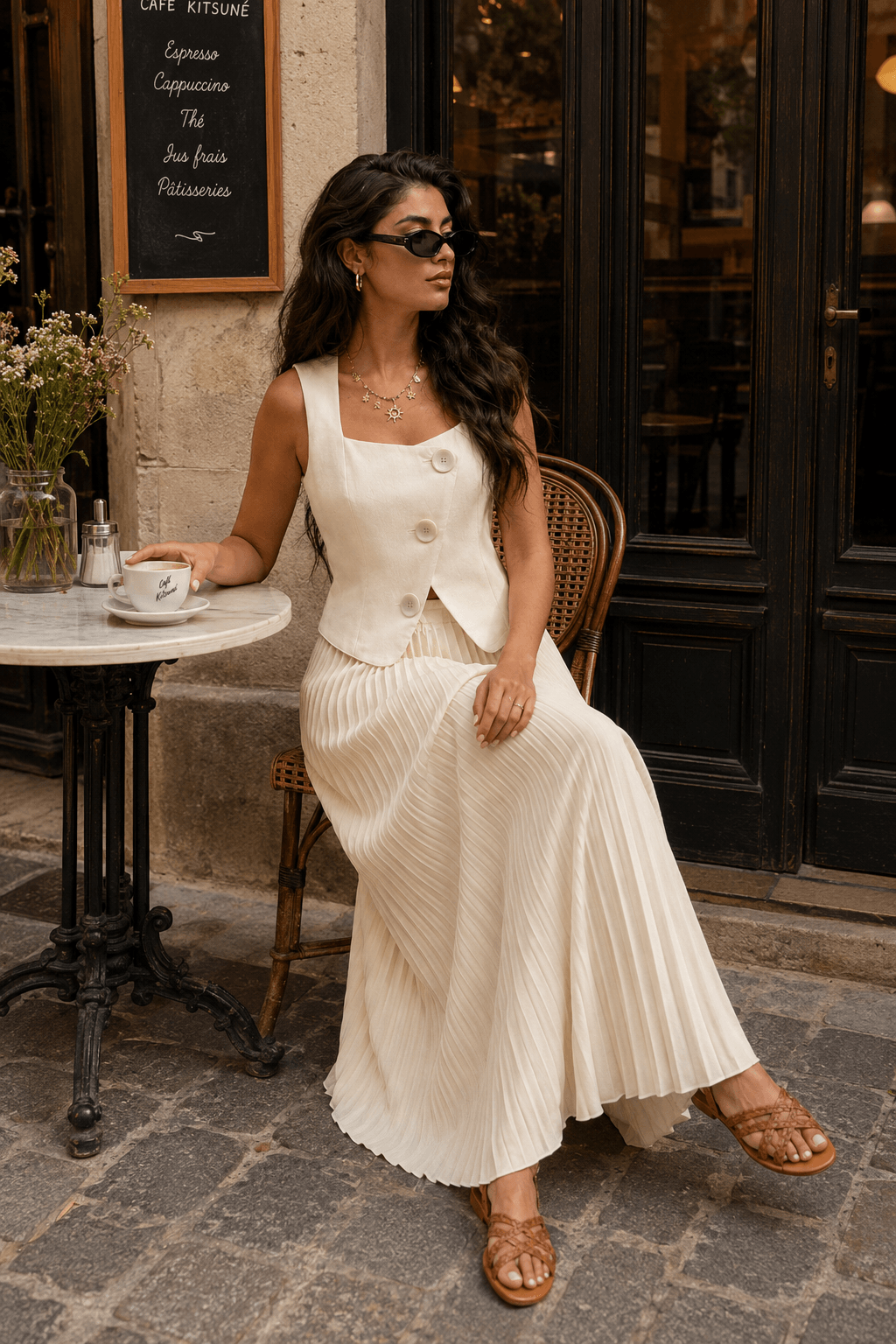 Sleeveless Top Skirt Elegant Two Piece Work Set