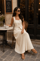 Sleeveless Top Skirt Elegant Two Piece Work Set