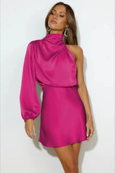 Satin One Shoulder Mini Dress 16
