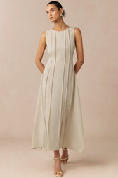 Knit Sleeveless Pintuck A-Line Maxi Dress 4