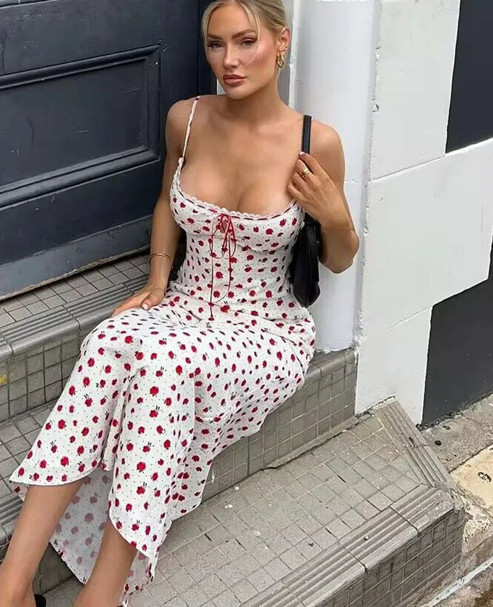Strapless Edition Backless Maxi Floral Dress