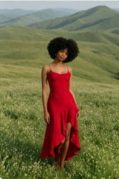 Satin Spaghetti Strap Backless Tie Elegant Formal Dress