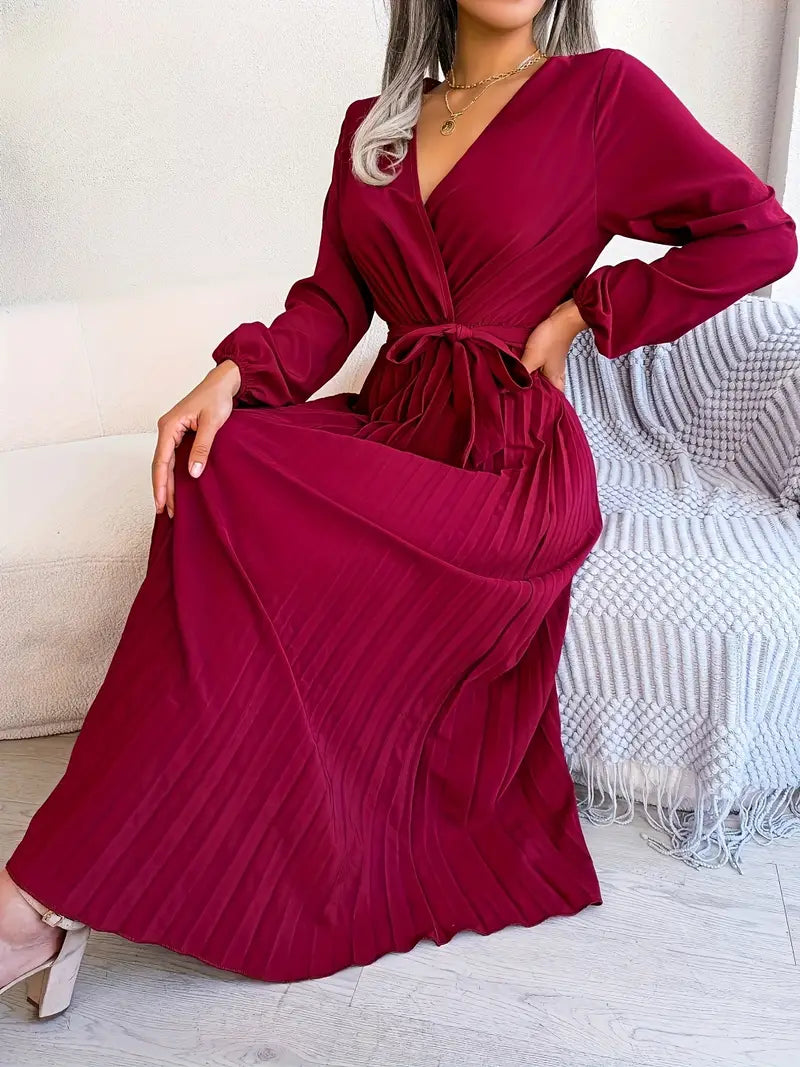 Effortless Verónica Pleated Midi Dress Chic Silhouette Collection