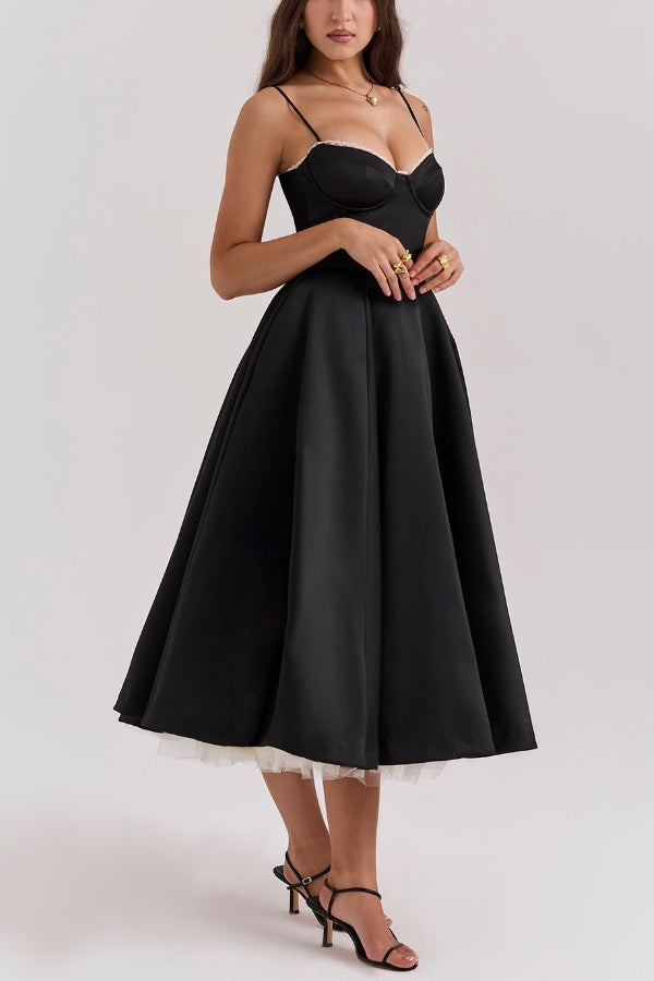 Lorraine Premium Strapless V Neck Sleeveless Tutu Maxi Dress Boutique Edit
