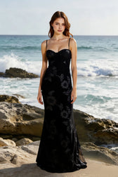 Floral Embellished Slip Gown Prom Dress