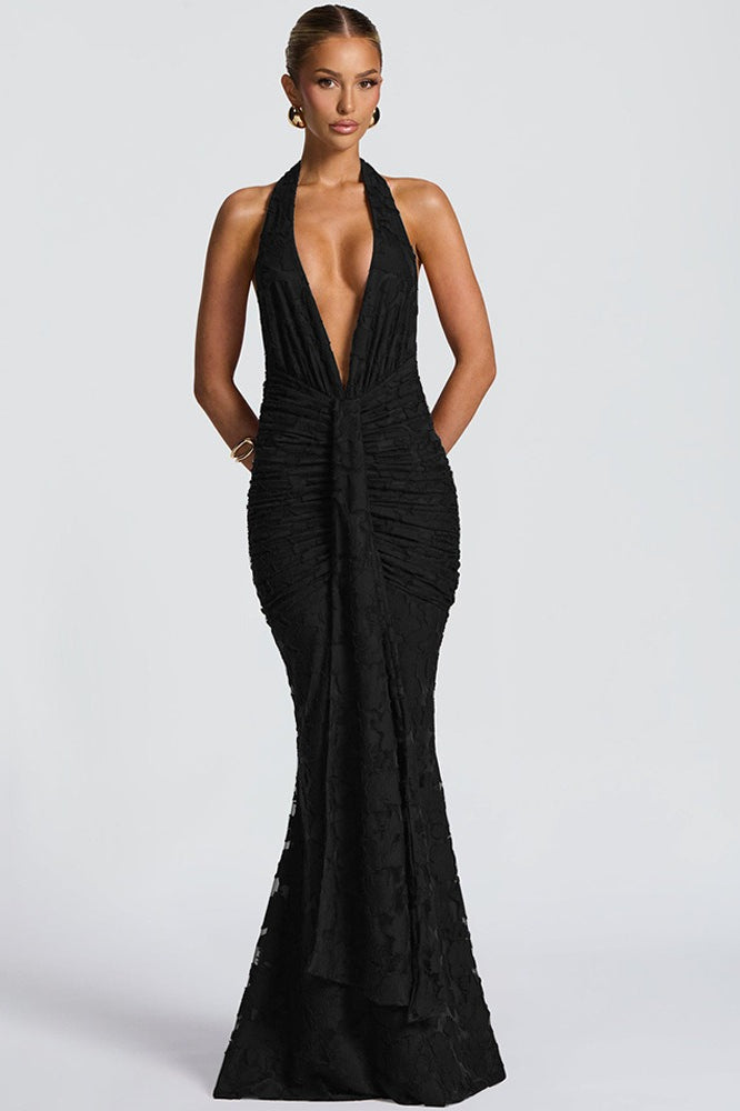 Tie Up Ruched Bodycon Party Dress