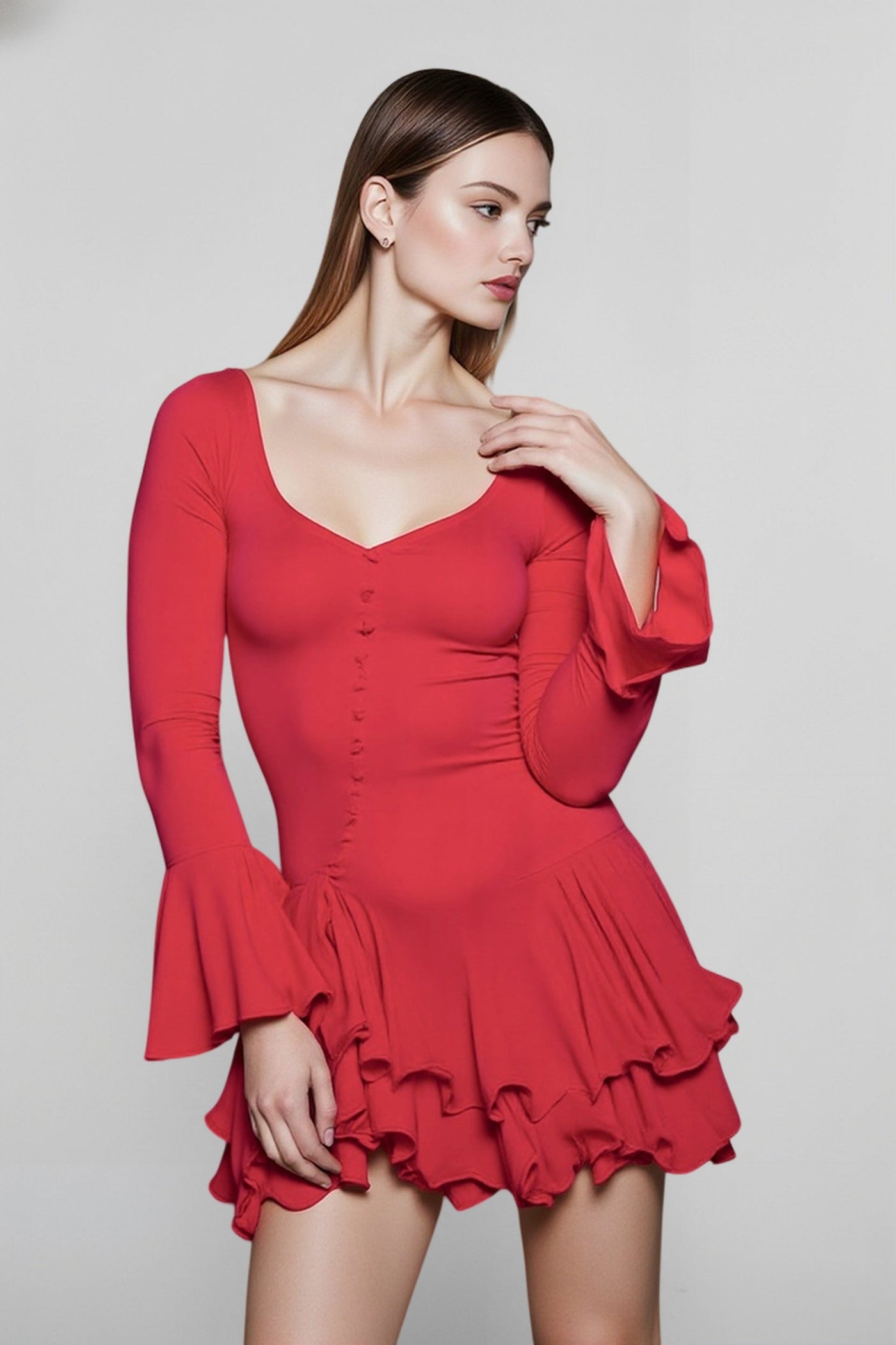 Flared Sleeve Bodycon Party Dress