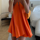 Halter Neck Cut Out A-Line Swing Mini Dress