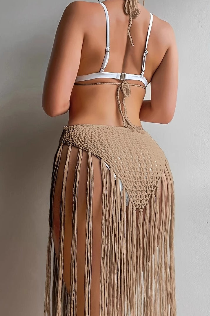 Cutout Versatile Vacation Fringe Cover Up Boho Dress