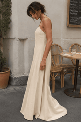 Cotton Panel High Waist Maxi Slip Dress