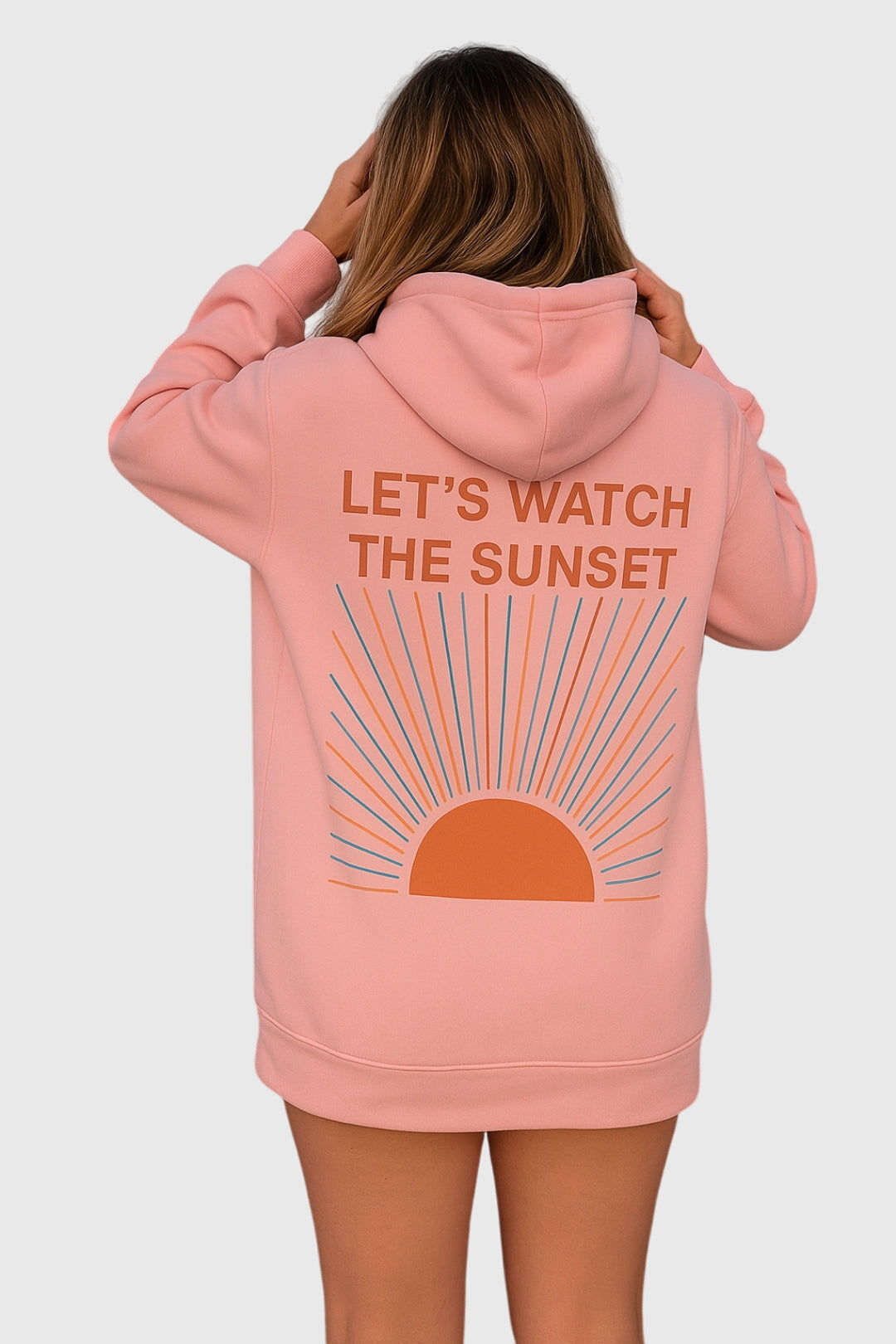 Sunset Graphic Print Drawstring Hoodie