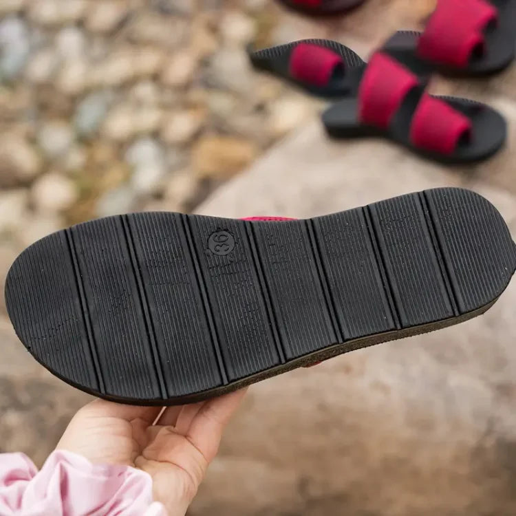 Mesh Cross Strap Open Toe Flat Slide Sandals
