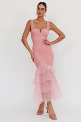 Sheer Mesh Ruched Dress