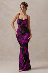 Floral Cross Strap Maxi Party Dress