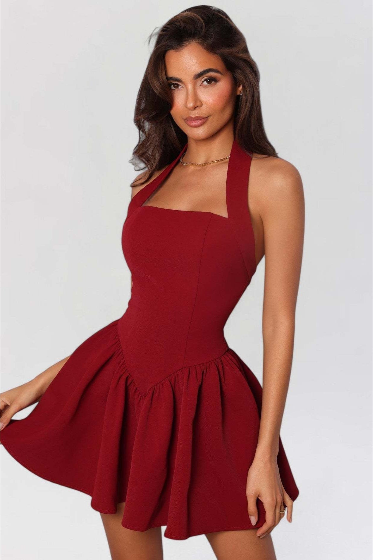 LowBack Ruffle Mini Party Dress