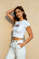 Letter Print Cropped Fitted T-shirts