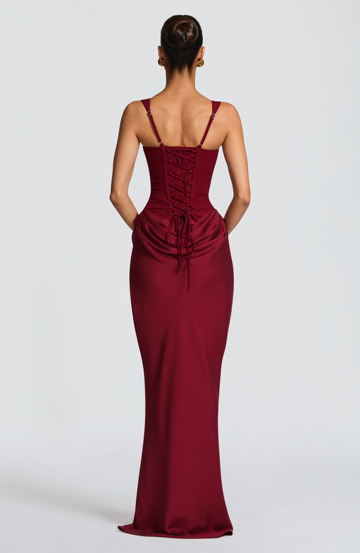 Corset Bodice Square Neck Draped Hip Sleeveless Maxi Dress 33