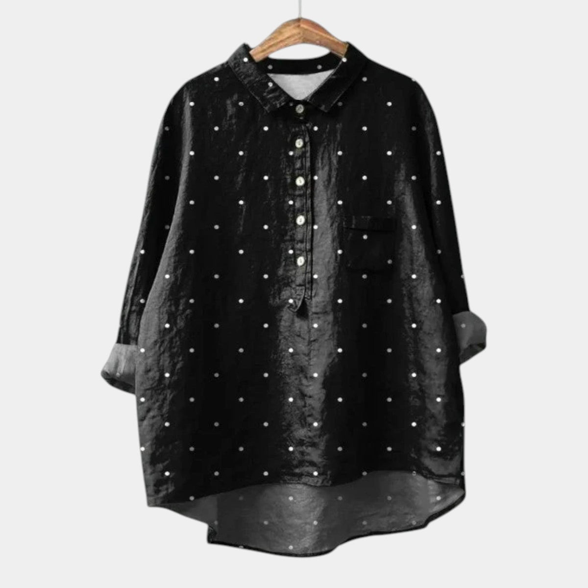 Polka Dot Button Front Linen Shirt