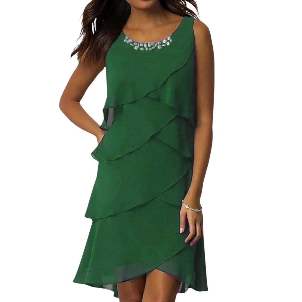 Grace | Tiered Cocktail Dress Green
