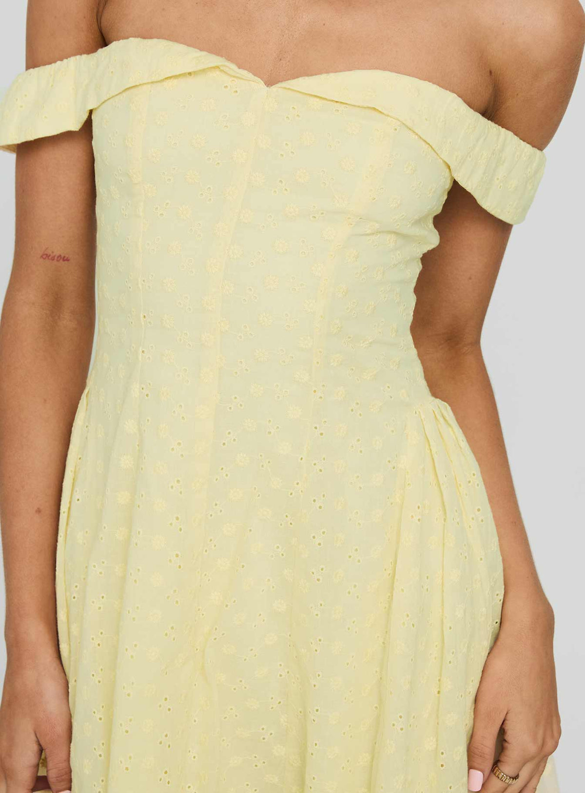 Eyelet Off Shoulder Foldover Neckline Fit and Flare Mini Dress 6