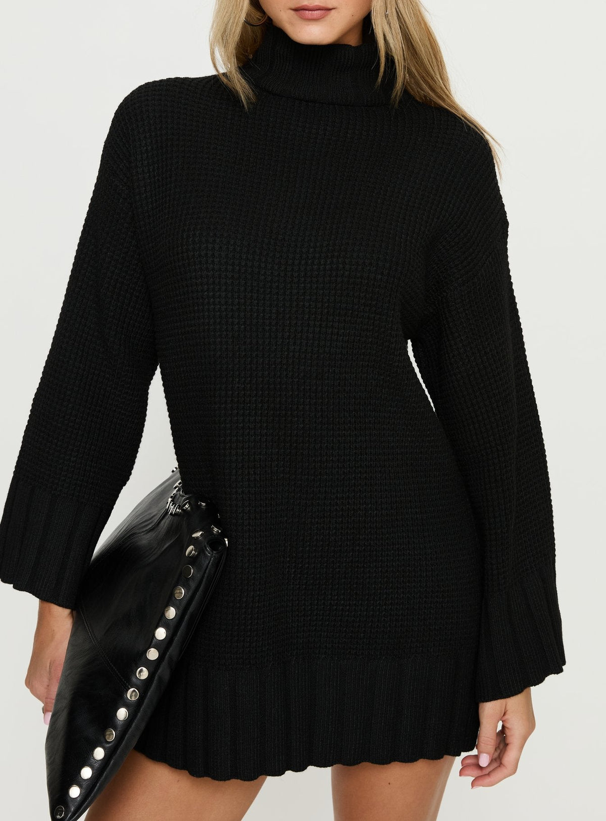 Tarin Long Sleeve Knit Mini Dress Black