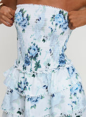 Floral Strapless Smocked Tiered Mini Dress 5