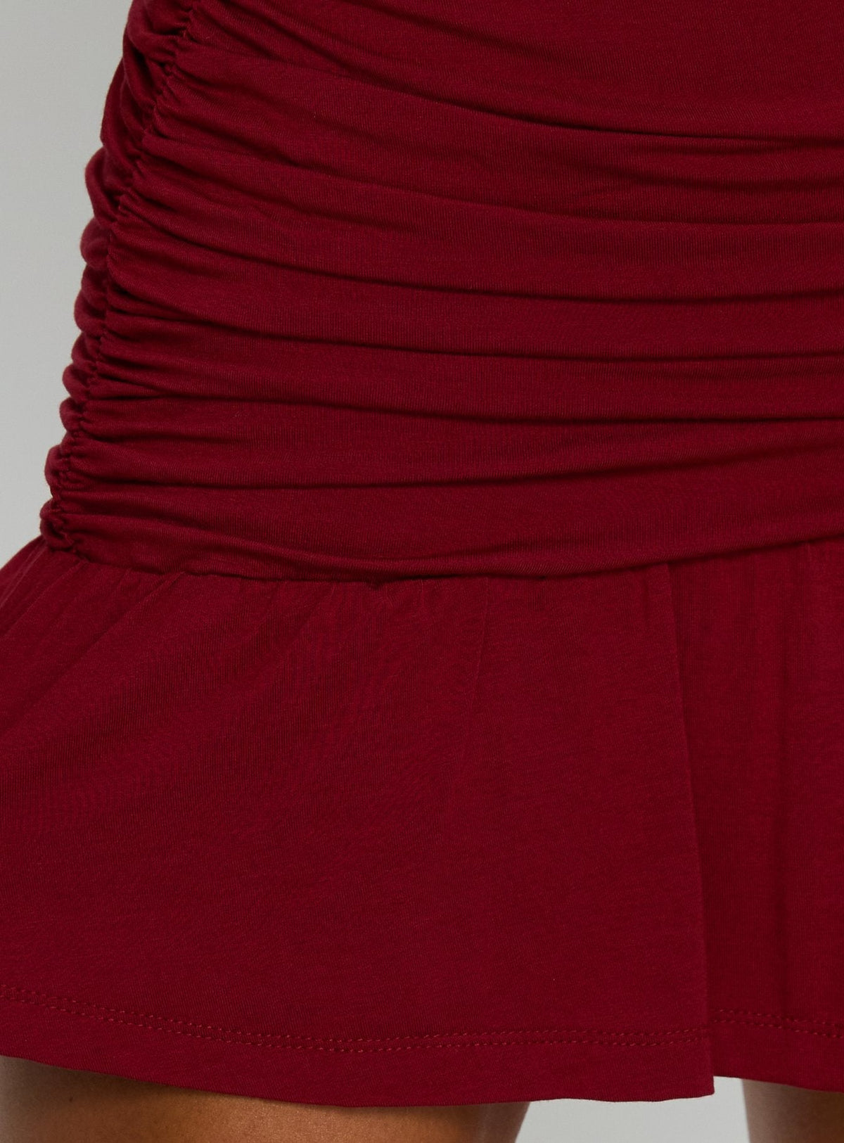 Off Shoulder Short Sleeve Ruched Waist Ruffle Hem Mini Dress 6