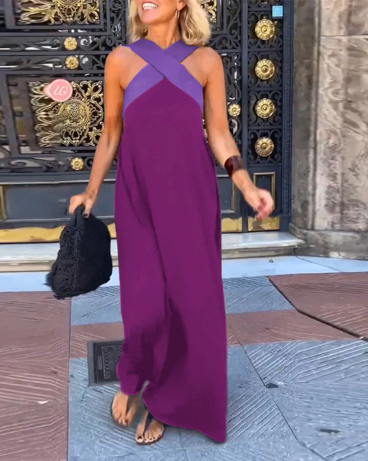 Cross Front Halter Neck Sleeveless Maxi Dress 6