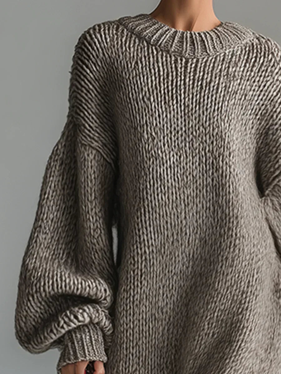 Chunky Knit Crew Neck Long Sleeve Maxi Dress 7