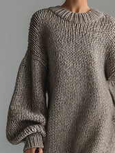 Chunky Knit Crew Neck Long Sleeve Maxi Dress 7