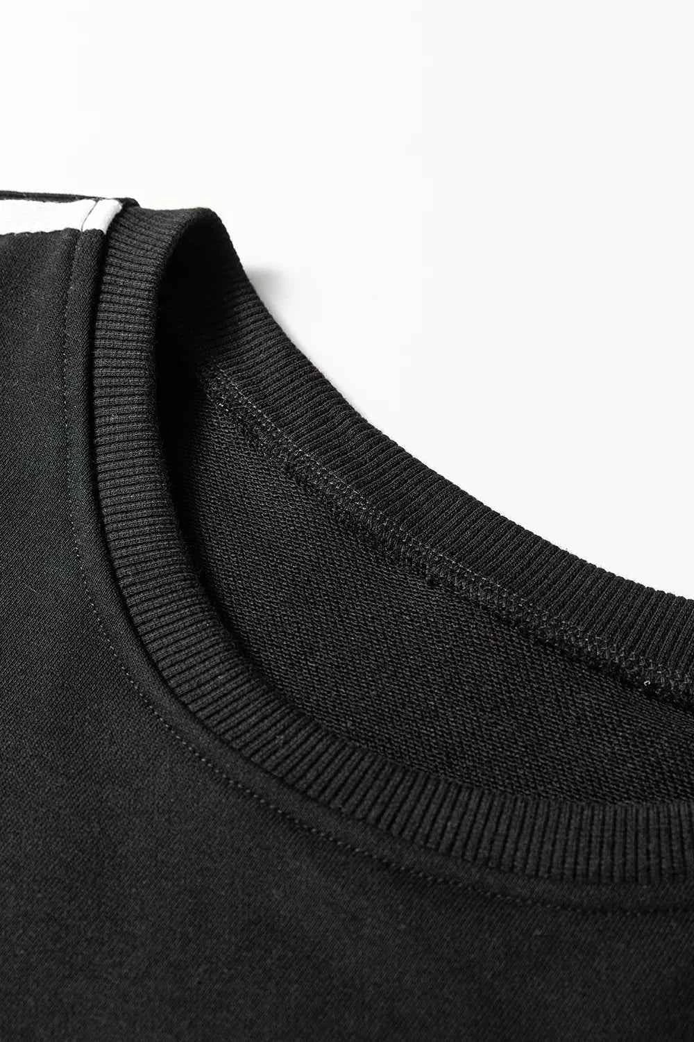 Striped Detail Crewneck Pullover Elastic Sweatpants 2pcs Outfit