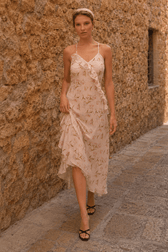 Strap Backless Ruffle Floral Dress