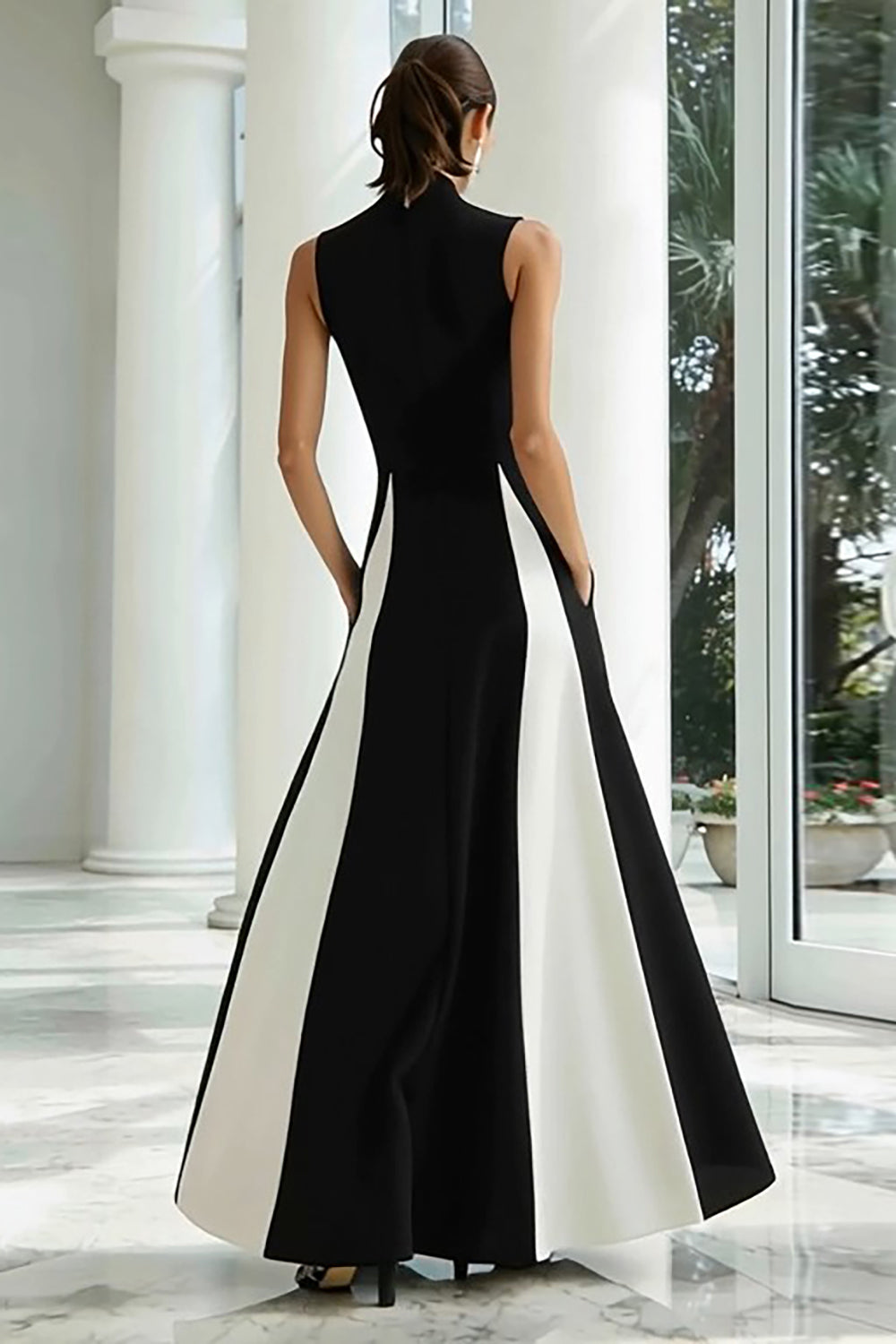 High Neck Sleeveless A-Line Maxi Gown 2