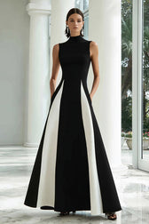 High Neck Sleeveless A-Line Maxi Gown