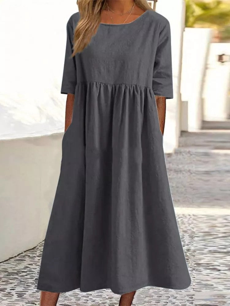 Luxe Veronica Midi Dress with Three Quarter Sleeves Designer Edit