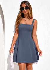 Square Neck Sleeveless Fit and Flare Mini Dress 36