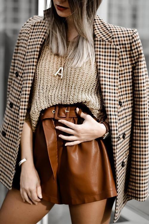 Plaid Button Long Sleeve Blazer