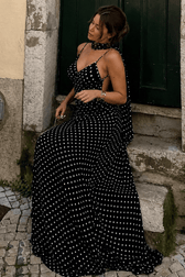 Polka Dot Backless Slim Fit Slip Dress