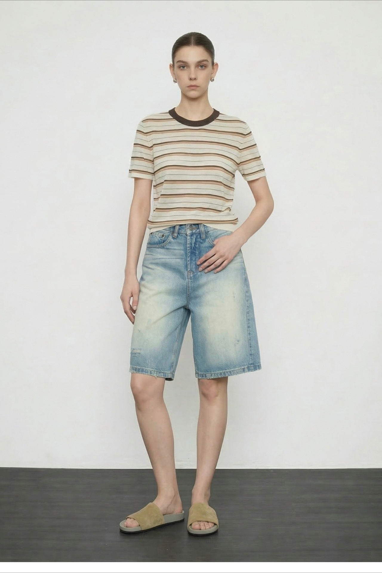 Vintage Wash Straight Cutoff Shorts